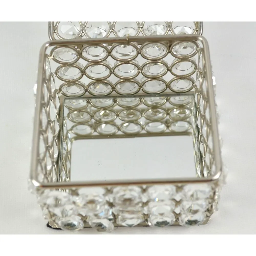 Clear Prism Rhinestone Jewelry Box  with Mirror Bottom‎ 3.5